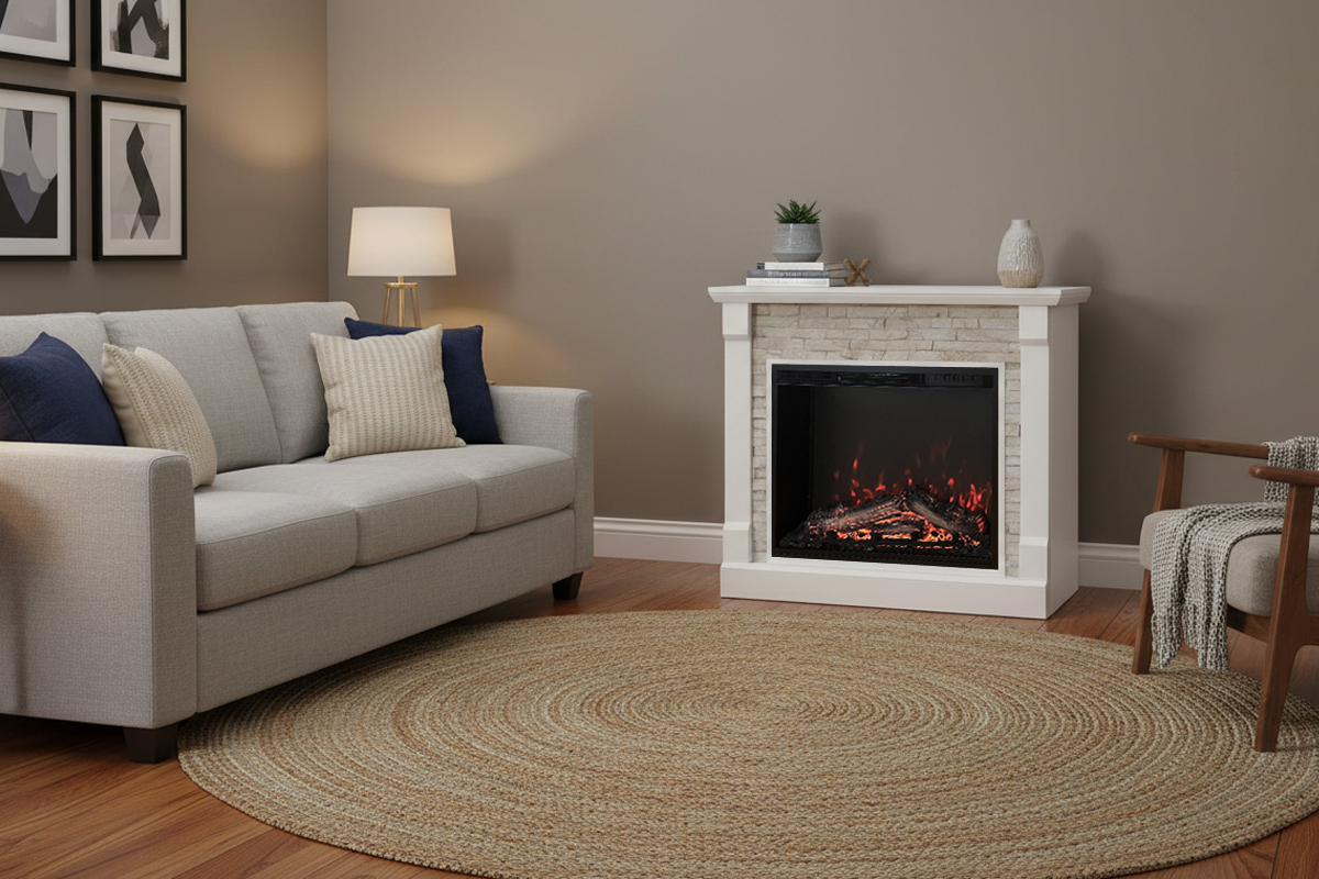 23インチ電気暖炉ギャラティン（ブックケース無し）