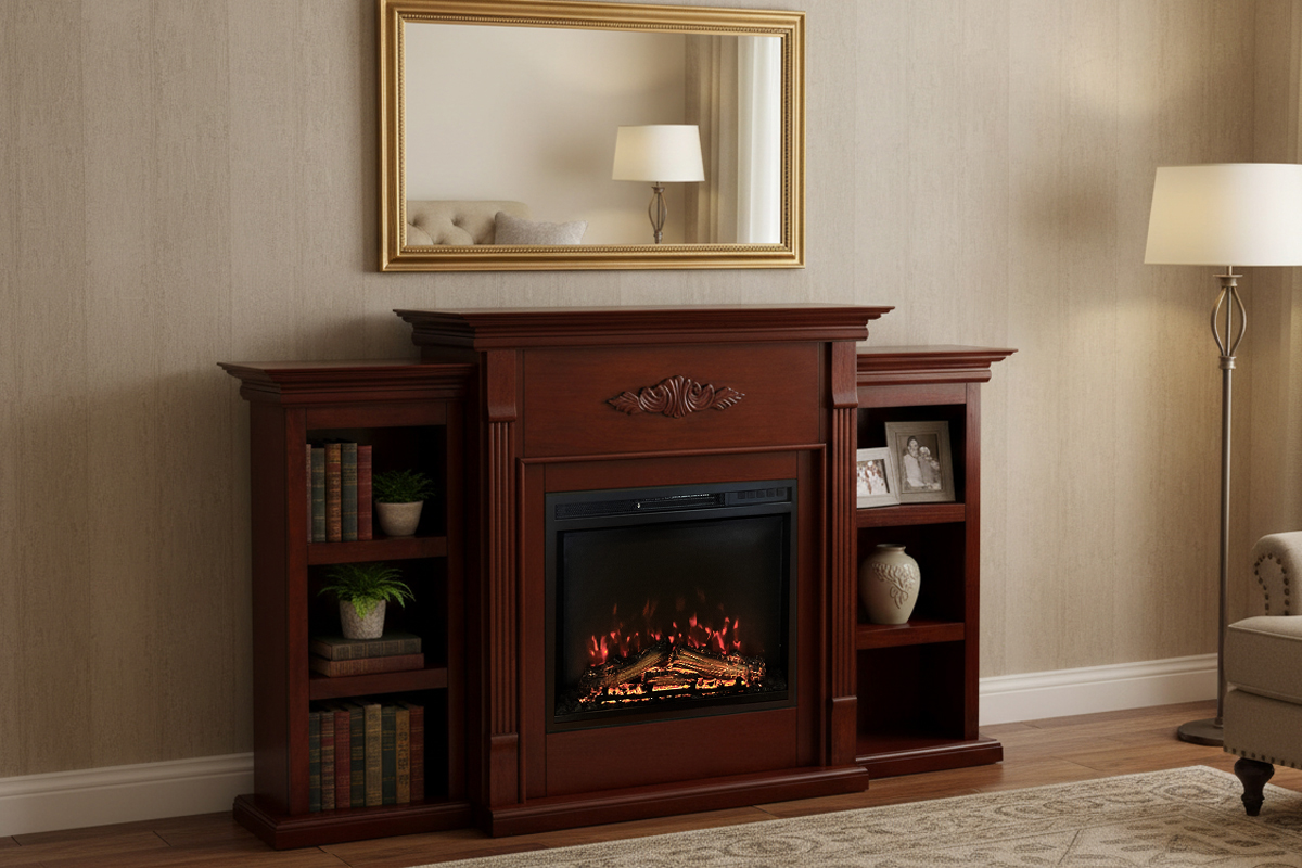 23インチ電気暖炉テニソン（ブックケース付き）