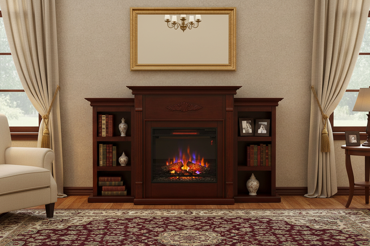 23インチ電気暖炉テニソン（ブックケース付き）